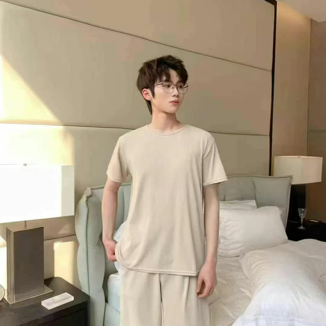 简约男士圆领夏季宽松休闲舒适居家两件套TZ088