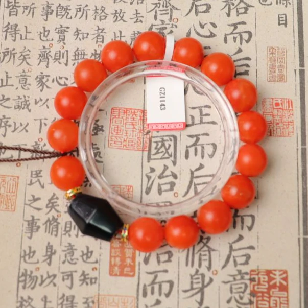 GZ1143  南红圆珠串 多棱缠丝玛瑙手串-FS