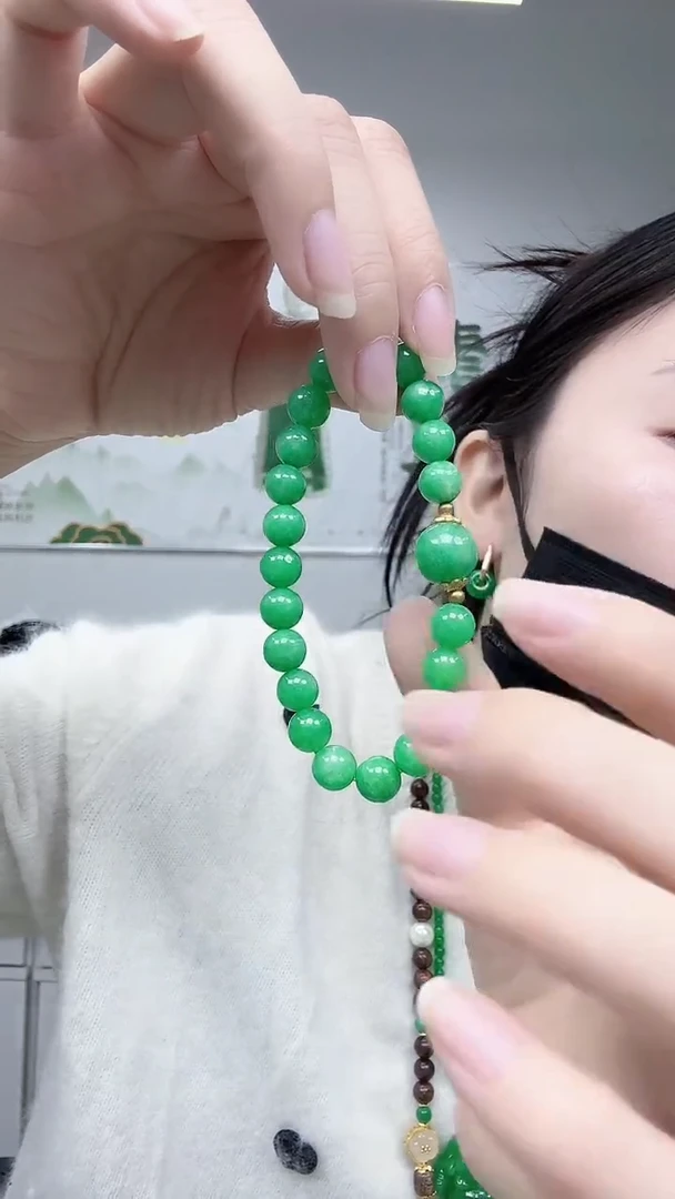 颈饰未镶嵌翡翠8mm弹珠串