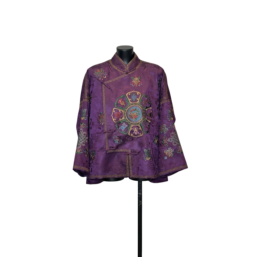 「利琪高订」国风新中式时尚轻奢百搭重工满绣刺绣紫色外套A6994