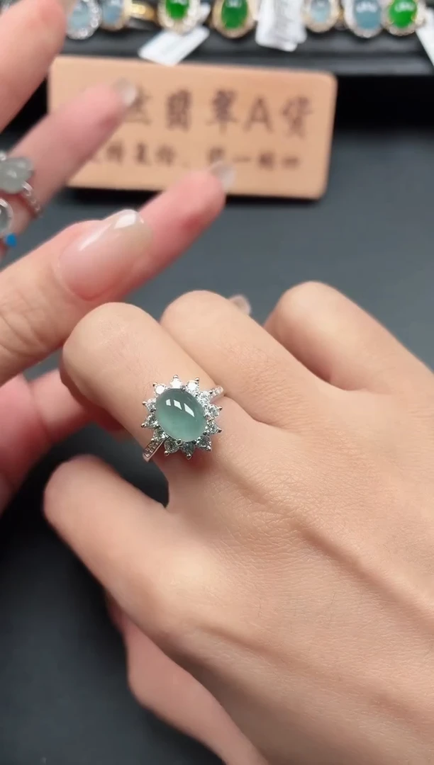 银S925镶嵌戒指翡翠11