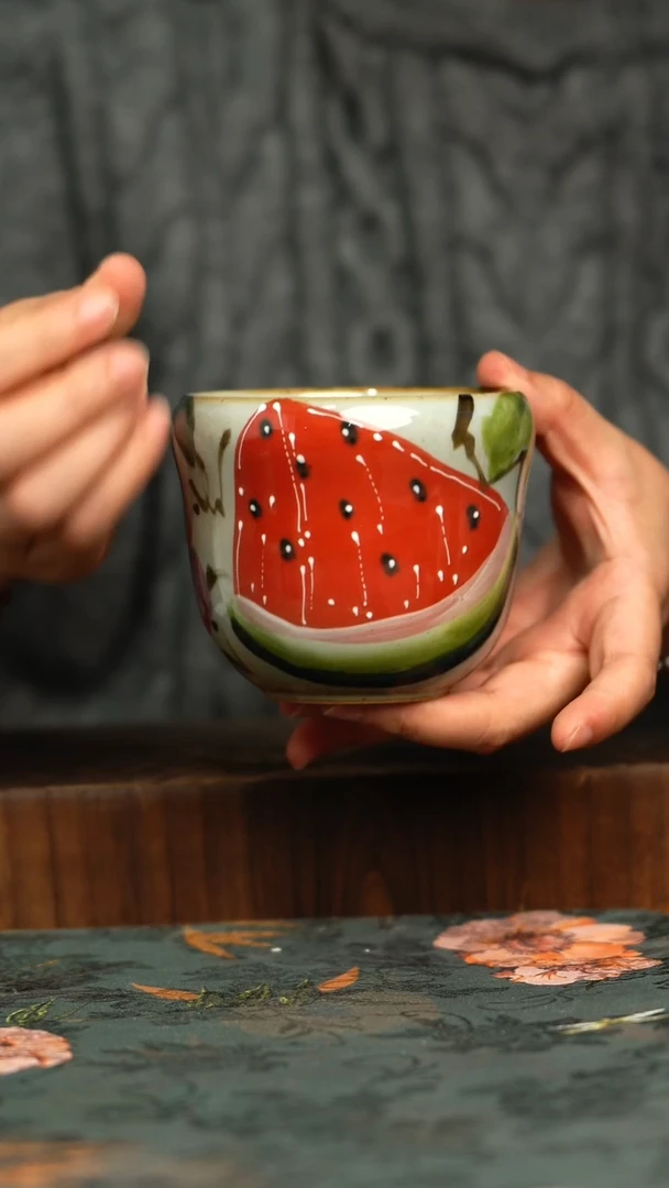 杯釉下彩手工手绘同款陶器