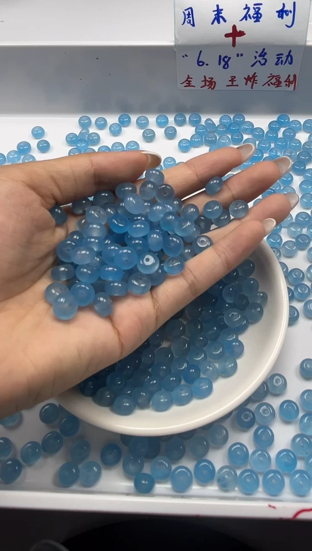 玛瑙/玉髓颈饰未镶嵌w2776海蓝宝算盘8*4mm*30颗