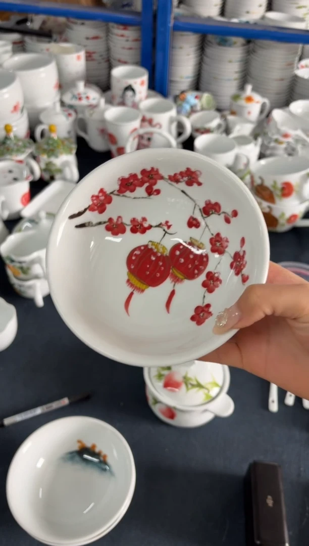 瓷片景德镇高温陶瓷食品级手绘釉中彩-壮壮碗