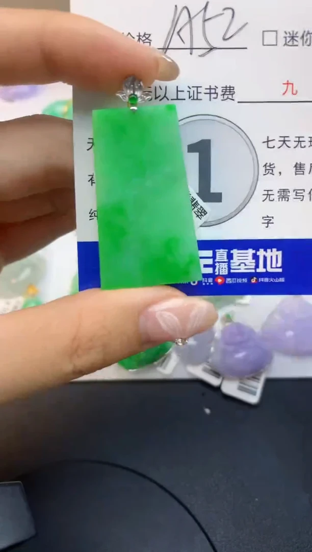 颈饰18K金镶嵌翡翠天然缅甸a货翡翠百元以上9元证书费自理