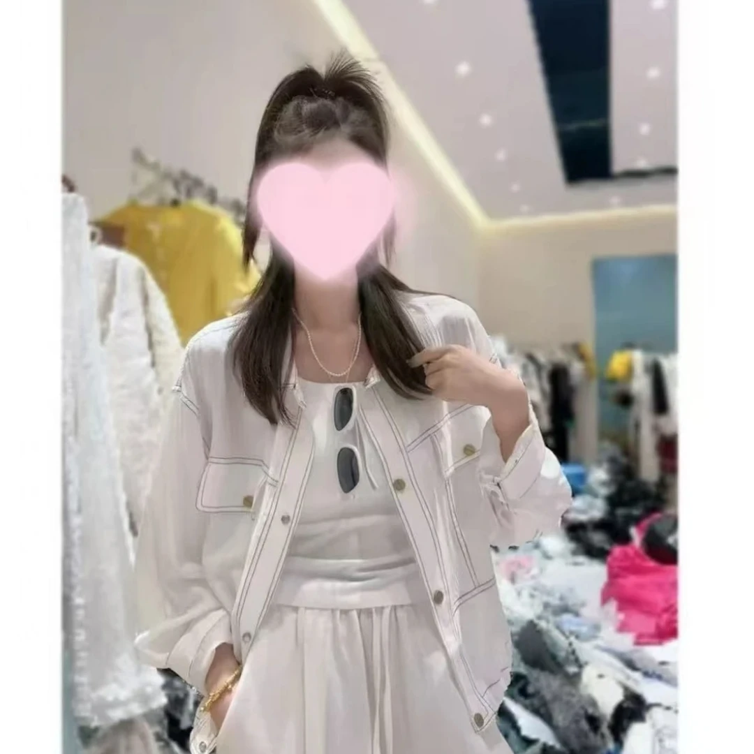 2025夏防晒衣翻领衬衫短外套女工装夹克抽绳显瘦休闲百搭上衣111