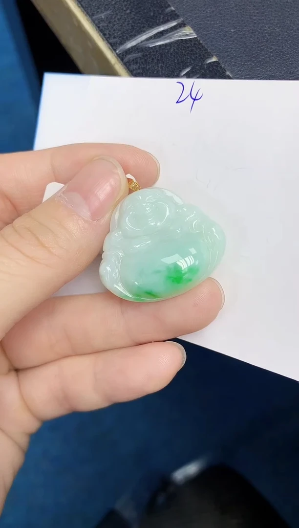 颈饰18K金镶嵌翡翠天然缅甸翡翠A货翡翠百元以上9元证书费自理