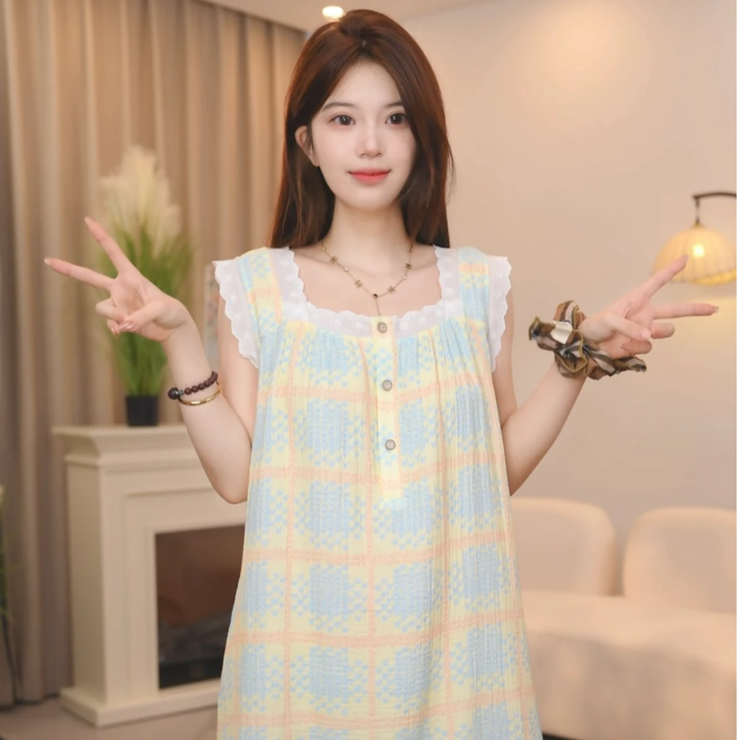 板栗小姐【盛夏彩虹】2025年新款女夏季甜美风高级家居服可外穿睡裙