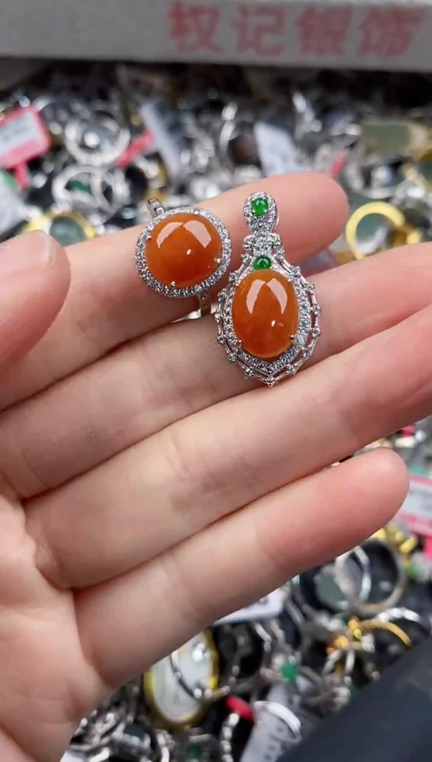 银S925镶嵌戒指翡翠10             2