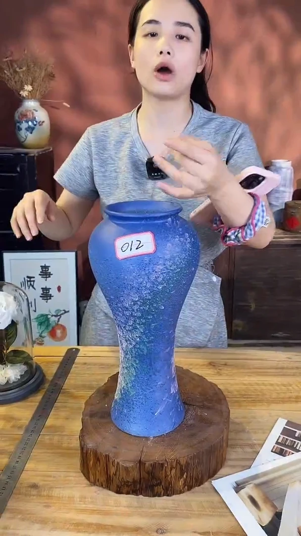 摆件景德镇高温陶瓷花器012（口径10*高度33）