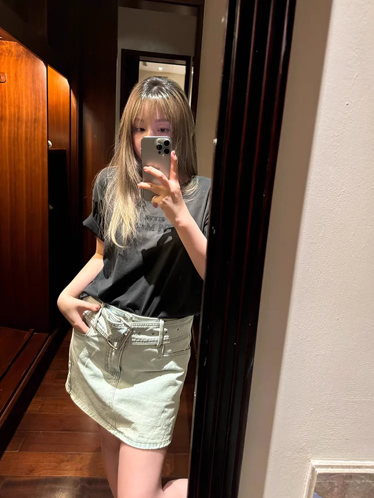 【艾丽莎定制】复古辣妹短裙做旧设计感小众百搭包臀裙半裙N 7396