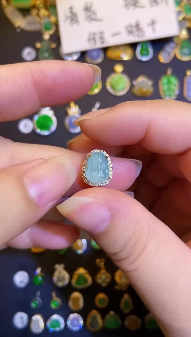 吊坠(不含链)银S925镶嵌翡翠1