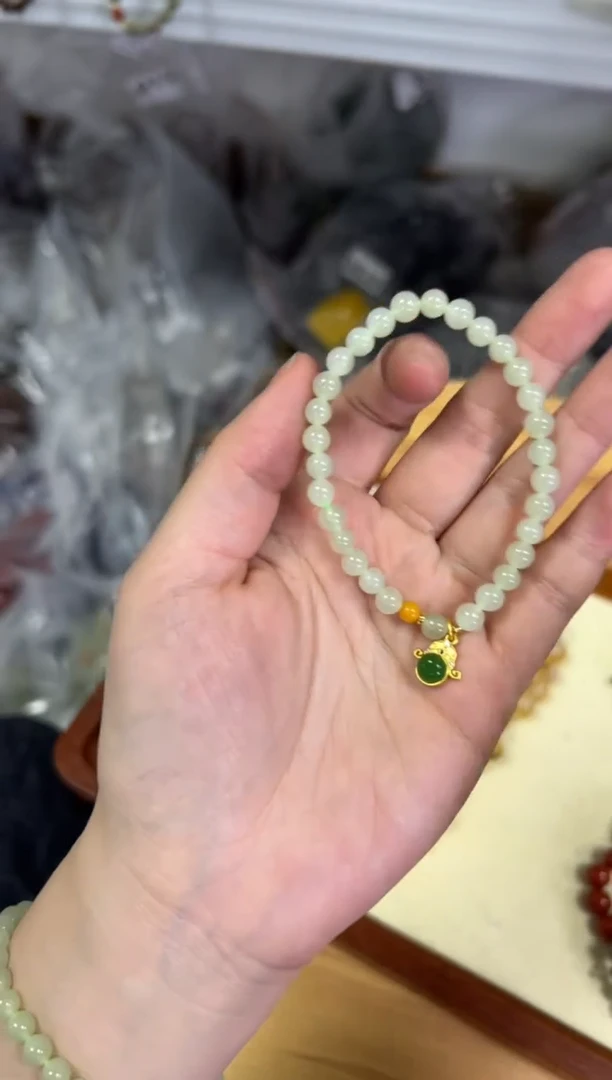 【闪购商品】和田玉手链未镶嵌和田玉财老爷设计小手链[0577]