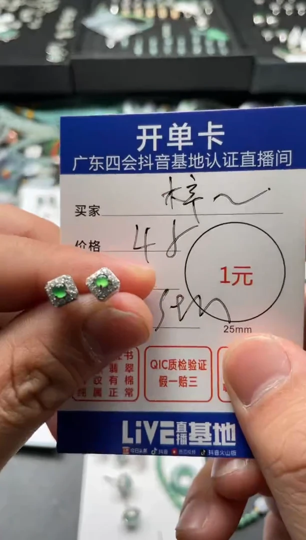 【闪购商品】翡翠颈饰银S925镶嵌耳钉