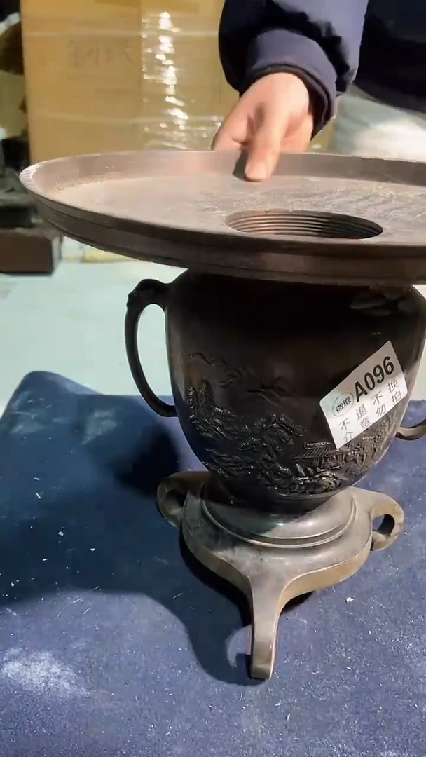 096中古艺术工艺品铜博端