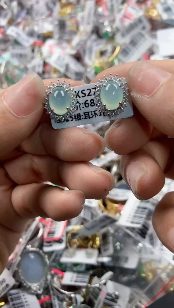 银S925镶嵌戒指翡翠555     1