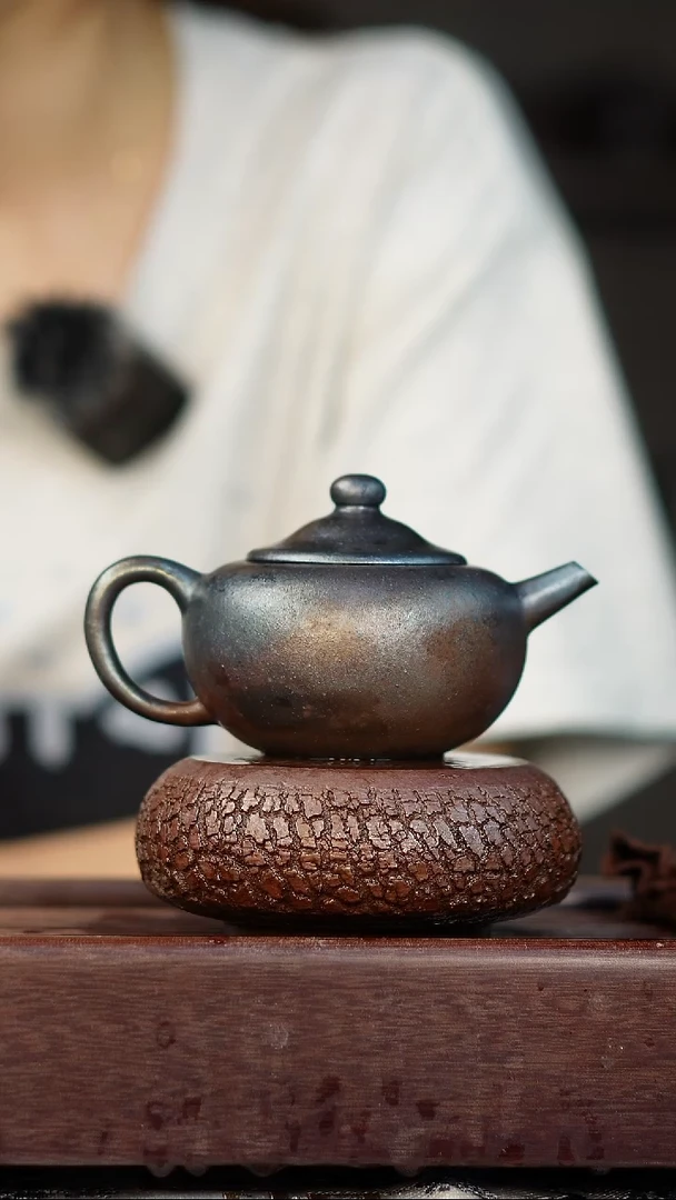茶壶紫砂柴烧紫砂天青圆珠