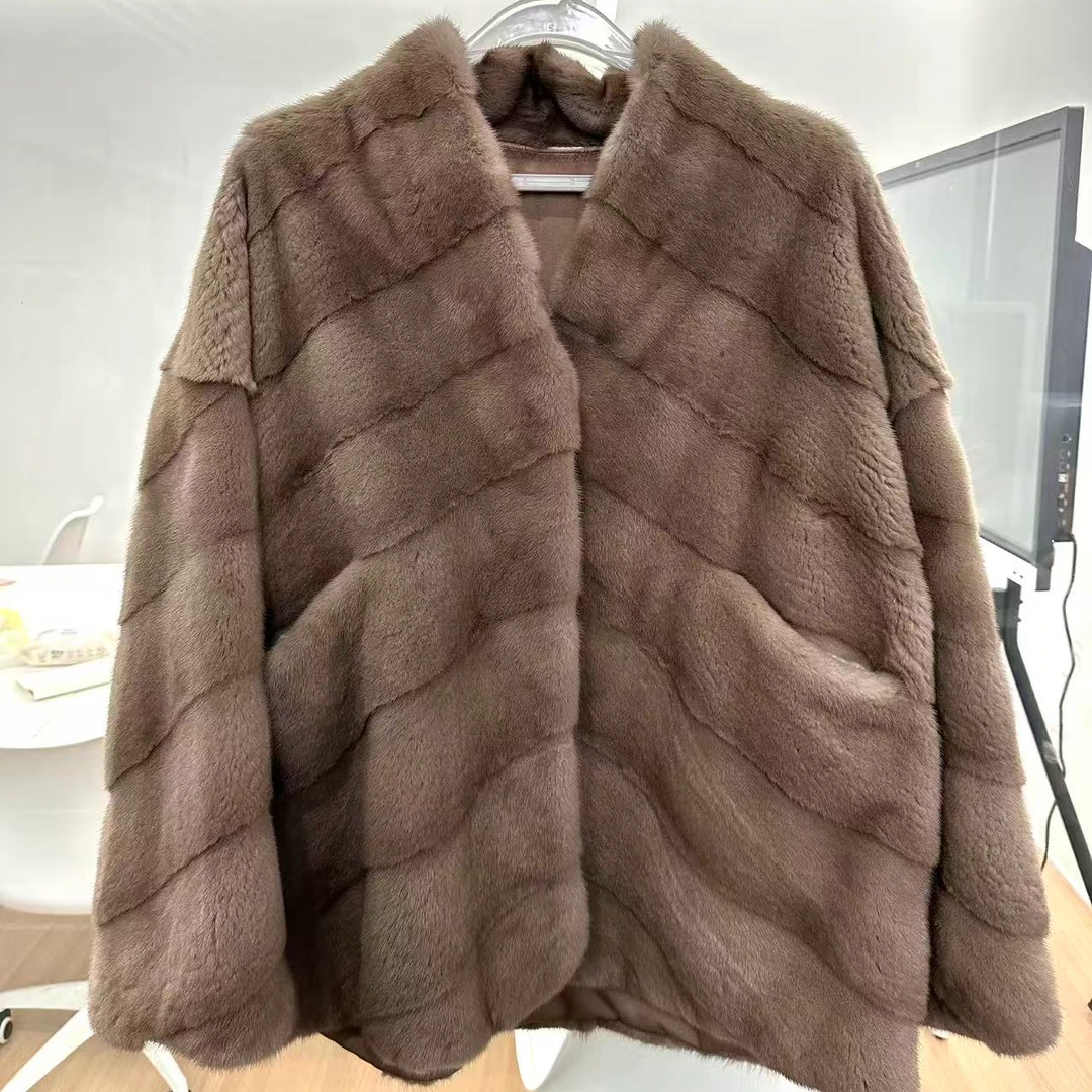 SD84 原创LDTJ高定丹麦紫金短二米黄染色帕斯条V领水貂皮草