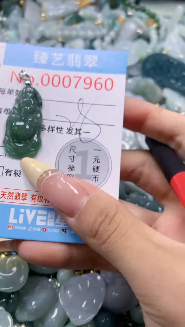 翡翠未镶嵌颈饰含绳00960