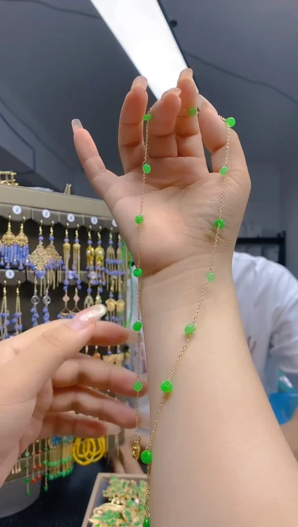 翡翠合金耳饰032翡翠锁骨链