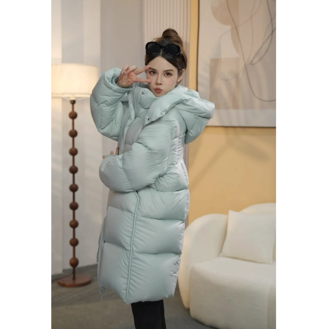 零下30°极寒泡芙90白鹅绒时尚百搭连帽中长款加厚外套502