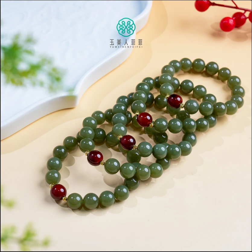 HD石惑珠宝·和田玉单圈-和田玉单圈圆珠手串约12mm#多样性发一