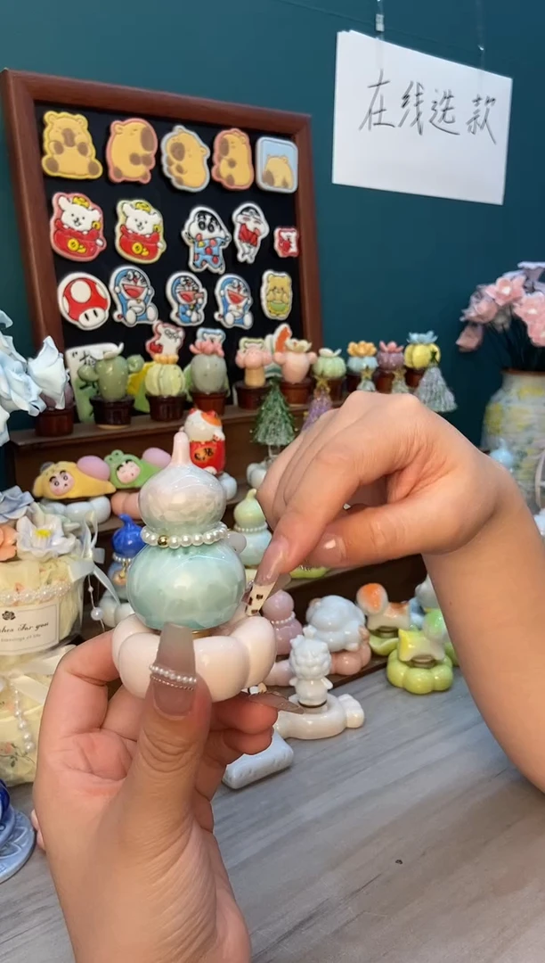 摆件陶粉色葫芦景德镇陶瓷摆件1个装