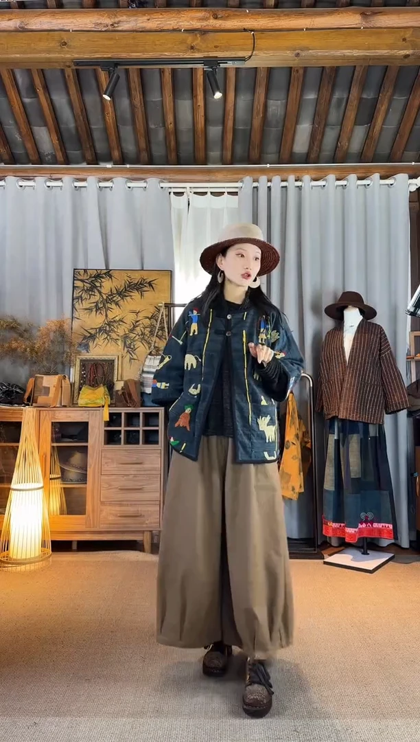 设计师款柿子染长裤