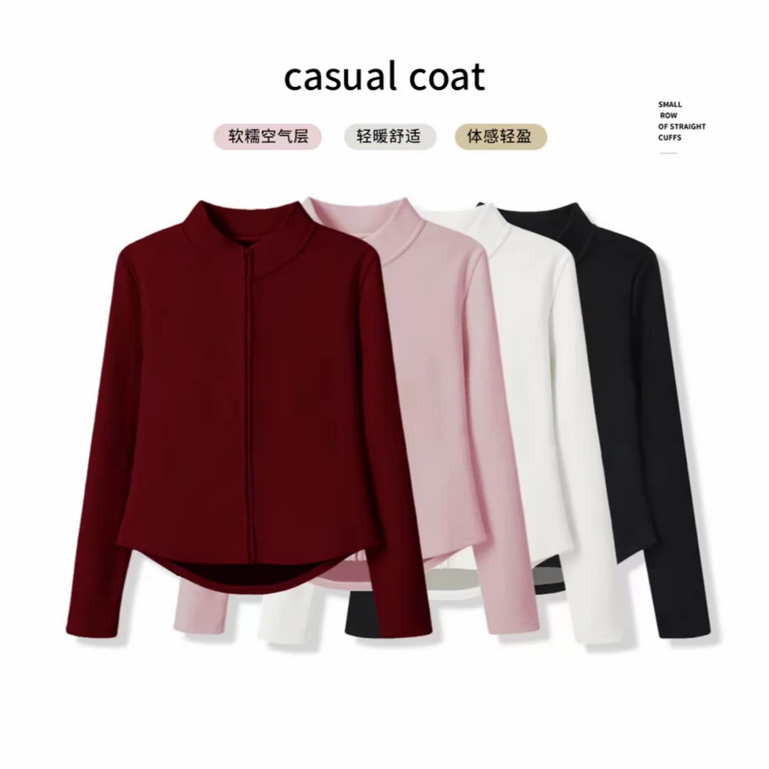 【ZZ现货现发】石墨烯聚温修身显瘦时尚立领小蛮腰上衣【6-8米运补】