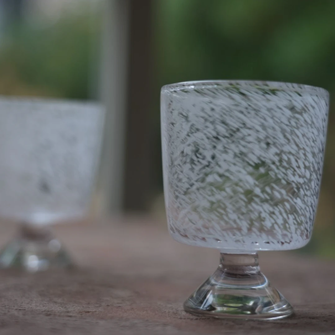 【慢茶小窗边】现代简约风雪花直身高脚实心家用耐热