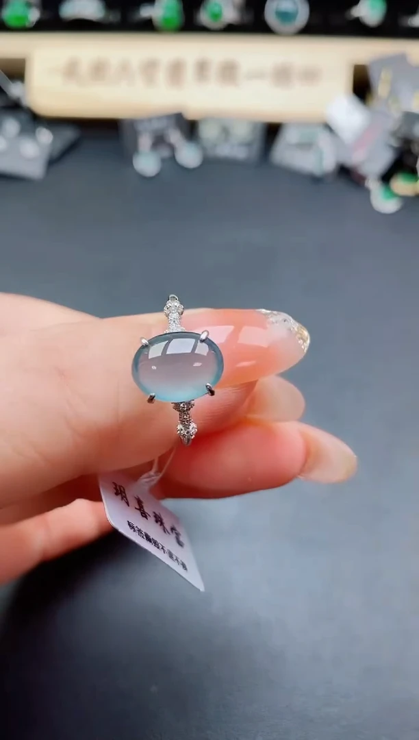 银S925镶嵌戒指翡翠1