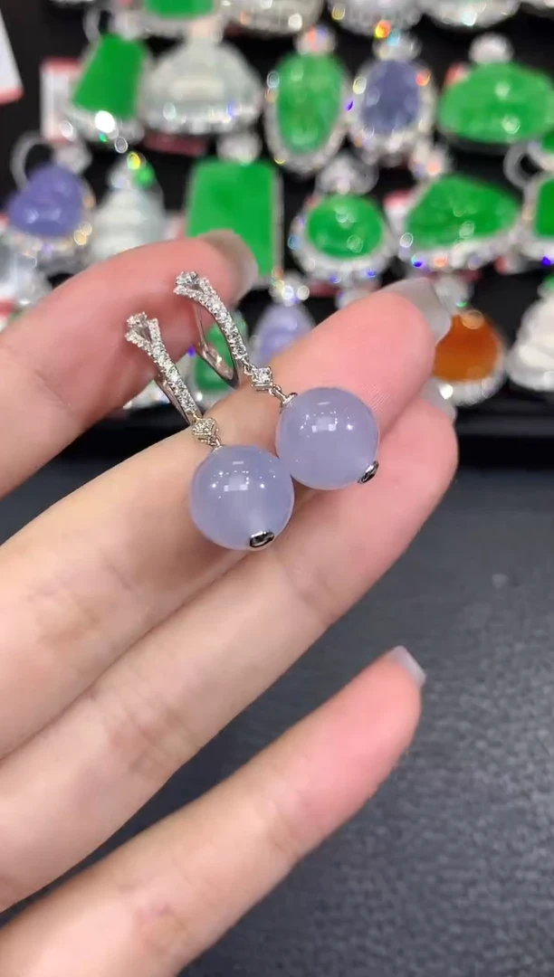 18K金镶嵌翡翠耳饰A87 翡翠