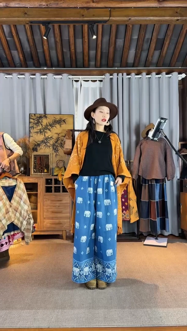 设计师款蓝大象裤子