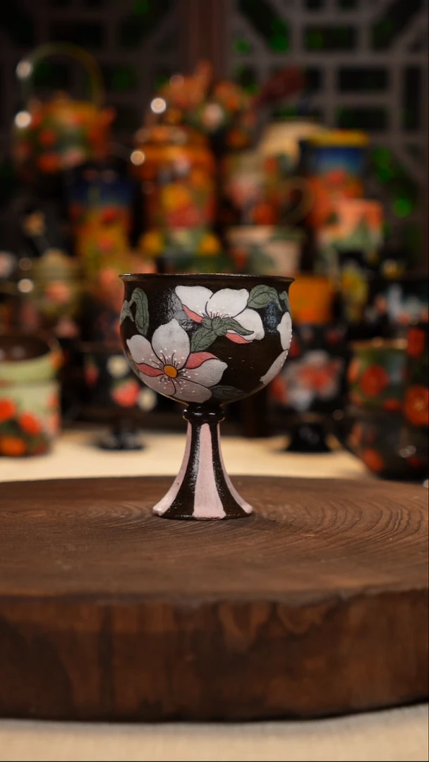 岩彩釉   釉下彩    杯子