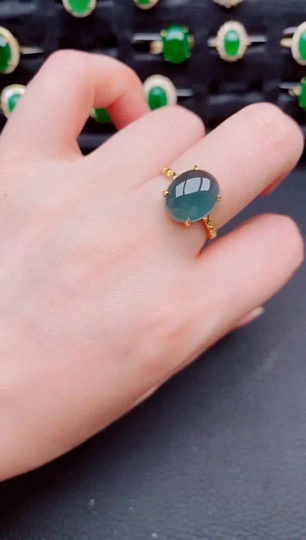 翡翠戒指银S925镶嵌天然a货翡翠342