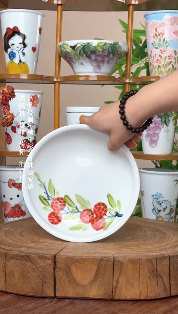 景德镇手绘釉中彩（食品级）小月亮盘