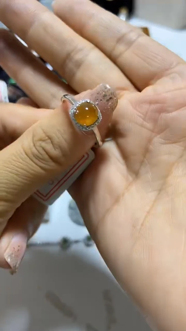 【闪购商品】翡翠戒指银S925镶嵌缅甸天然A翡翠戒指