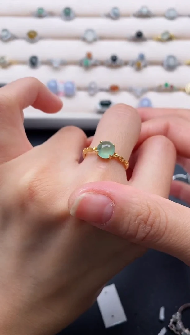 银S925镶嵌戒指翡翠3333333+7