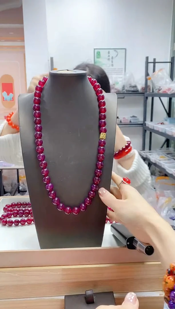 未镶嵌颈饰玛瑙/玉髓紫卡14颗项链48颗多样随机发一