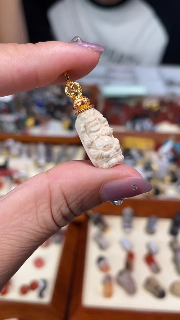 白玉菩提吊坠6精工猛牙大黑天