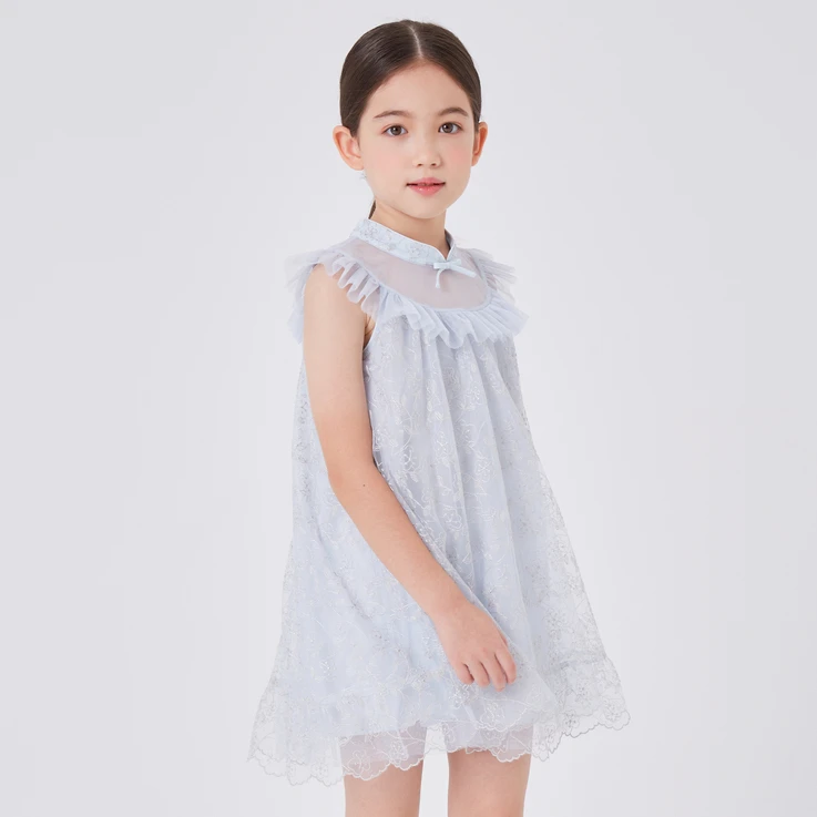 [商场同款]EP雅莹童装夏女童新款洋气公主立领花边礼服连衣裙