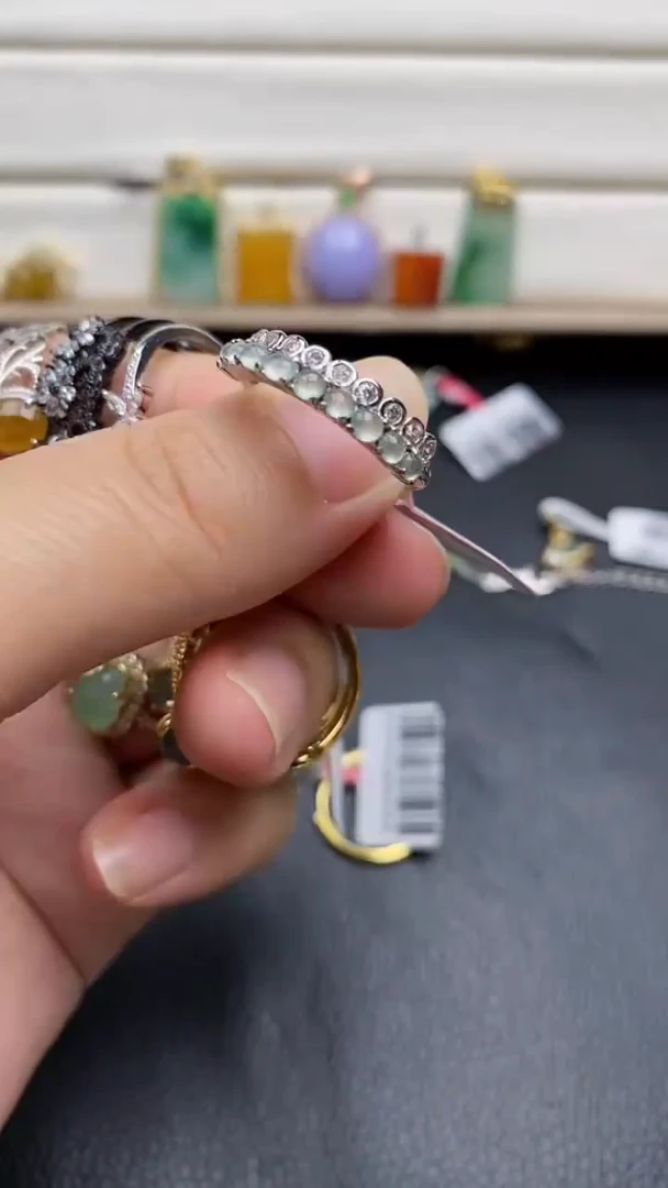 银S925镶嵌戒指翡翠1