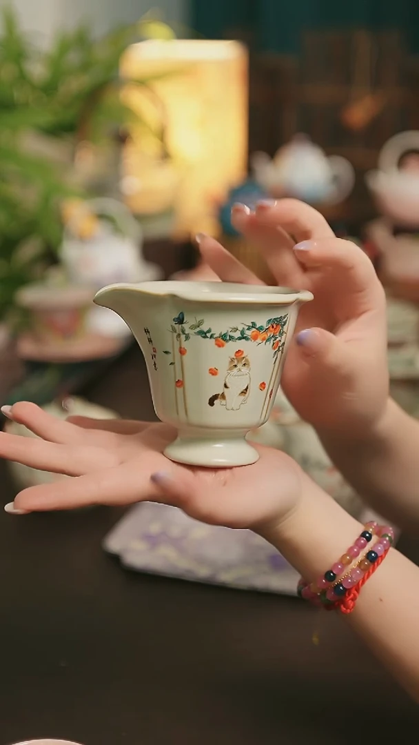 闪购陶瓷茶具  事事如意猫  花朵公道