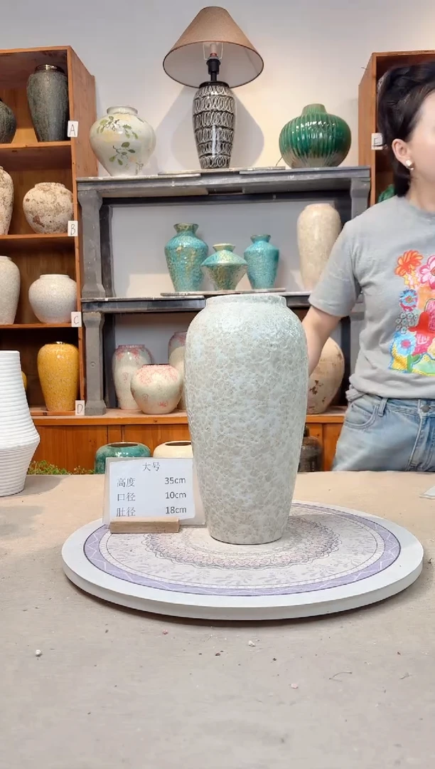 瓶陶瓷花瓶  茶白 大号  正品