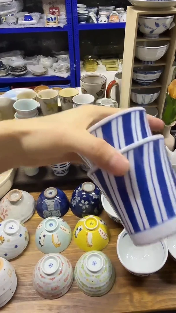 圆形日本进口餐具   有田烧手握杯2只装