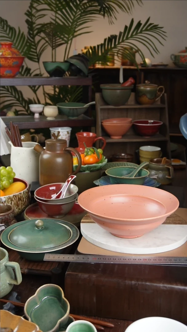 碗景德镇手工高温餐具粉色草帽