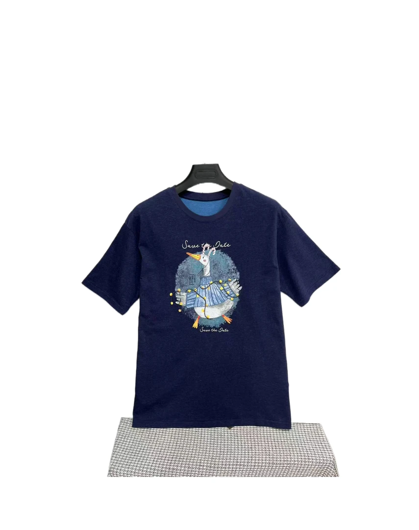 0618 大版  大白鹅印花  珠珠装饰  时尚  百搭  T恤