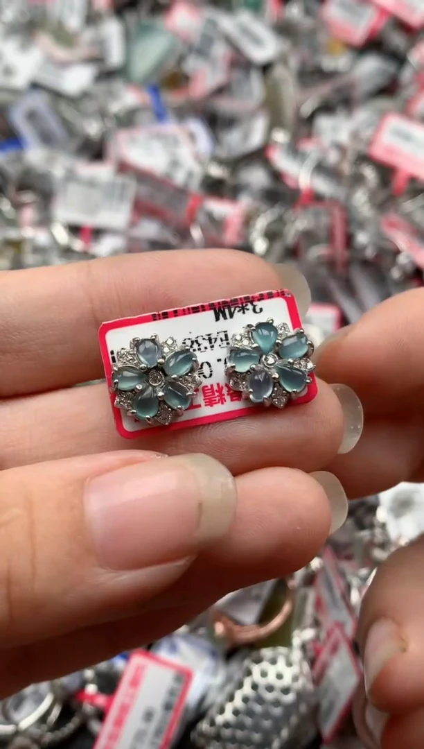 银S925镶嵌戒指翡翠天然A货缅甸翡翠