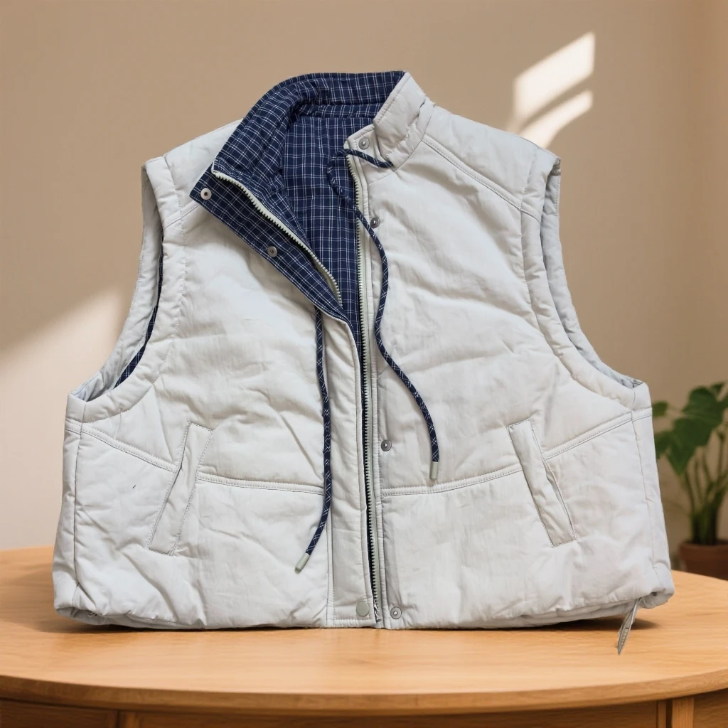 2025秋冬新款韩系立领工装夹棉马甲无袖外套坎肩上衣女拉链抽绳