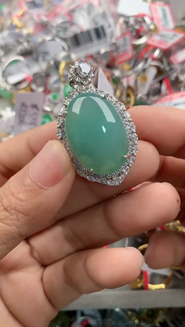 银S925镶嵌戒指翡翠111           9